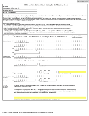 SEPA-Lastschriftmandat zum Einzug der Kraftfahrzeugsteuer
