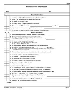 2014 US Individual Tax Organizer