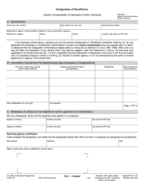 Designation of Beneficiary for Unpaid Compensation