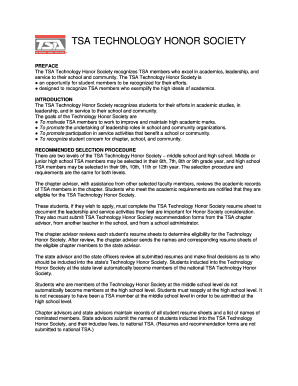 TSA Technology Honor Society Application