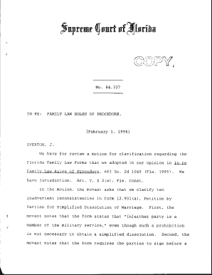 Florida Simplified Dissolution of Marriage Petition