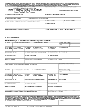 FSIS form 9540-1 - Import Inspection Application - USDA Food ... - fsis usda