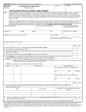 FSA-675 Application for County Employment