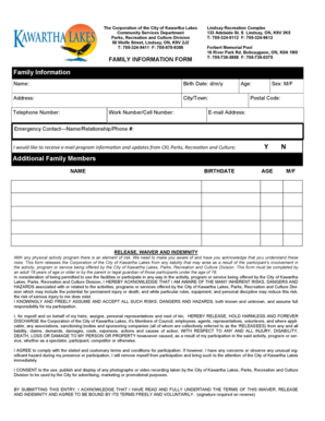 Family Information and Waiver Form