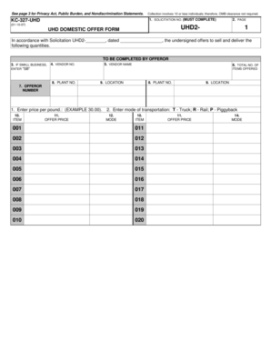 UHD Domestic Offer Form