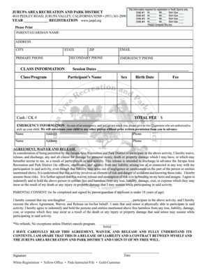 Jurupa Area Recreation and Park District Registration Form