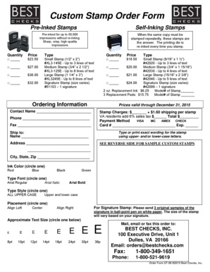 Custom Stamp Order Form