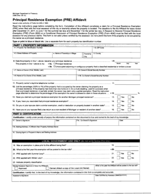 Michigan Principal Residence Exemption Affidavit