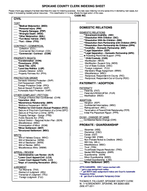 Spokane County Clerk Indexing Sheet