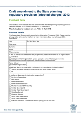 Queensland State Planning Regulatory Provision Feedback Form