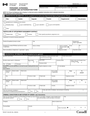 Government of Canada Personnel Screening Consent Form
