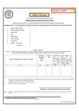 Employees' Provident Fund Nomination Form
