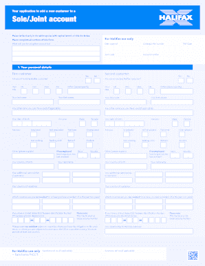 Halifax Sole/Joint Account Application Form