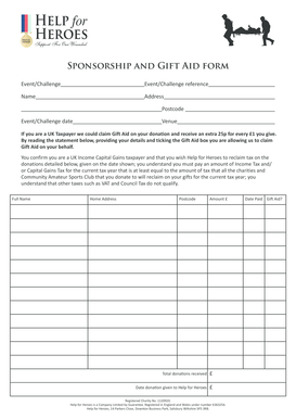 UK Gift Aid Sponsorship Form