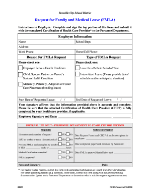 Request for Family and Medical Leave (FMLA)