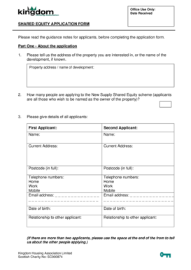 Shared Equity Application Form