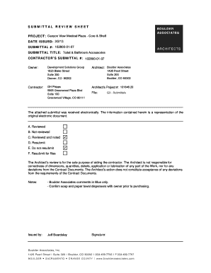 Submittal Review Sheet