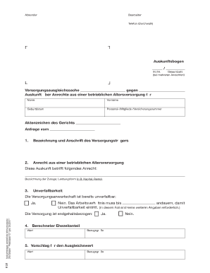 Auskunftsbogen betriebliche Altersversorgung