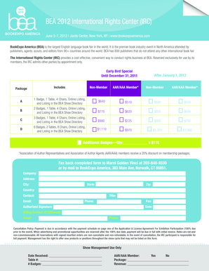 BookExpo America International Rights Center Registration Form