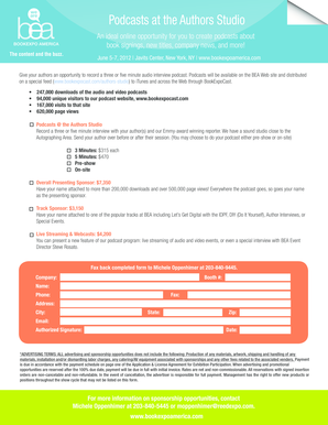 BookExpo America Podcast Sponsorship Form