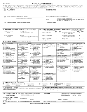 US Federal Civil Cover Sheet