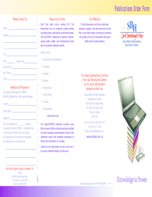 Spina Bifida and Hydrocephalus Publication Order Form