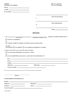 Formulaire « Réponse » (SJ-554)