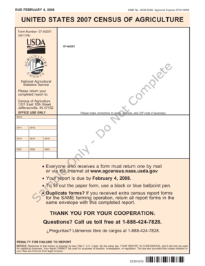 US 2007 Census of Agriculture Form