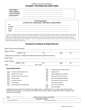 Student Records Release Form