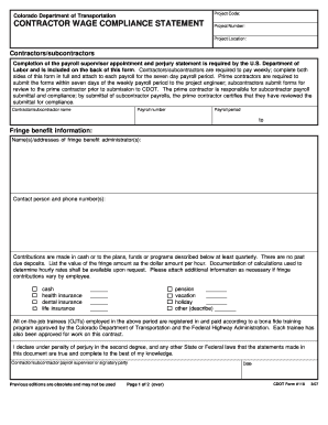 Colorado Contractor Wage Compliance Statement