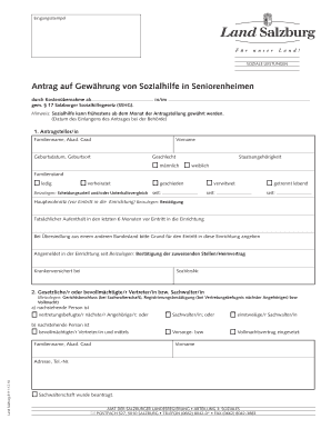 Antrag auf Gewährung von Sozialhilfe in Seniorenheimen