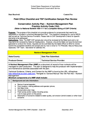 USDA Nutrient Management Plan Checklist