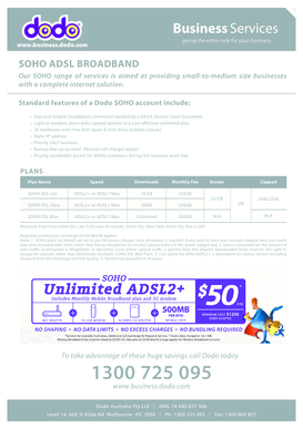 SOHO ADSL Broadband Service Agreement