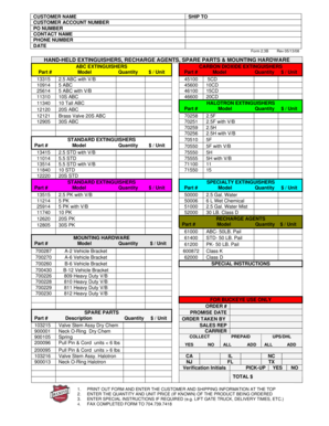 Fire Extinguisher Order Form