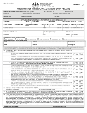 Pennsylvania License to Carry Firearms Application