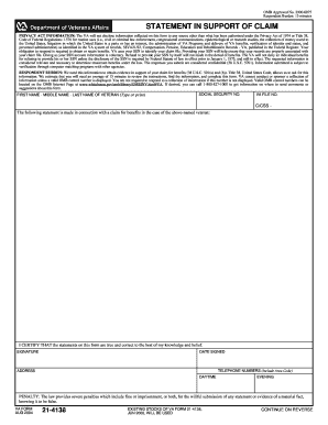 VA Form 21-4138 Statement in Support of Claim