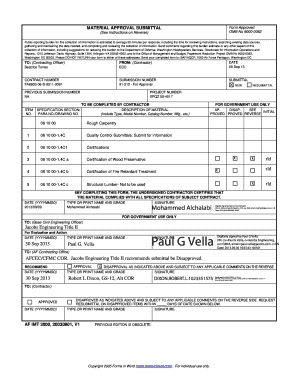 Material Approval Submittal Form