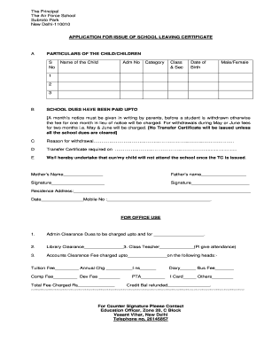 School Leaving Certificate Application