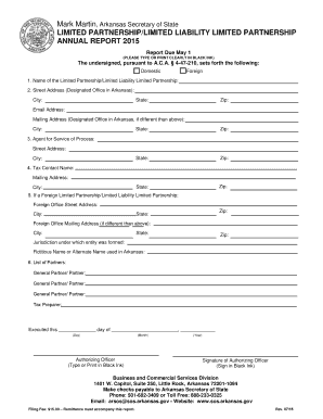Arkansas Limited Partnership Annual Report