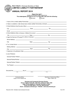 Arkansas Limited Liability Partnership Annual Report