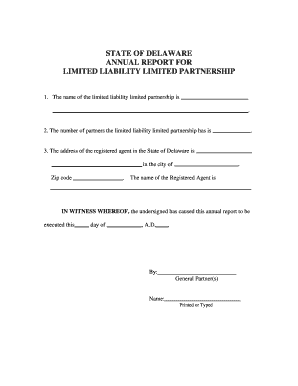 Delaware Limited Liability Limited Partnership Annual Report