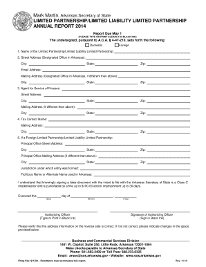 Arkansas Limited Partnership Annual Report