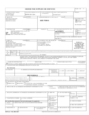 US Federal Government Purchase Order for Combat Gear