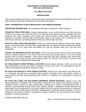 Child Care Information Form