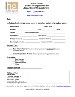 Huron Gastro Appointment Request Form