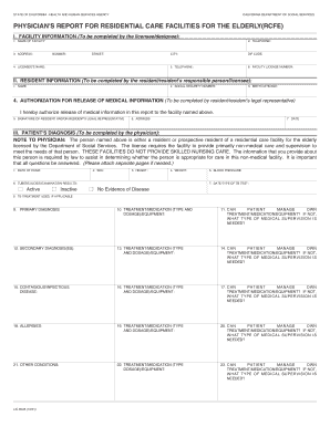 Physician's Report for Residential Care Facilities for the Elderly