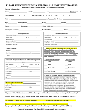 America’s Family Doctors PLLC Registration Form
