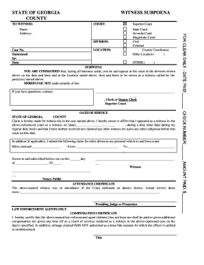 Georgia Witness Subpoena