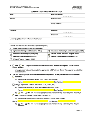 USDA Conservation Program Application