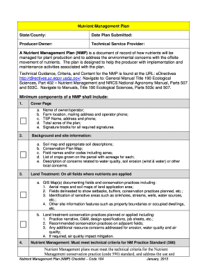 USDA Nutrient Management Plan Checklist